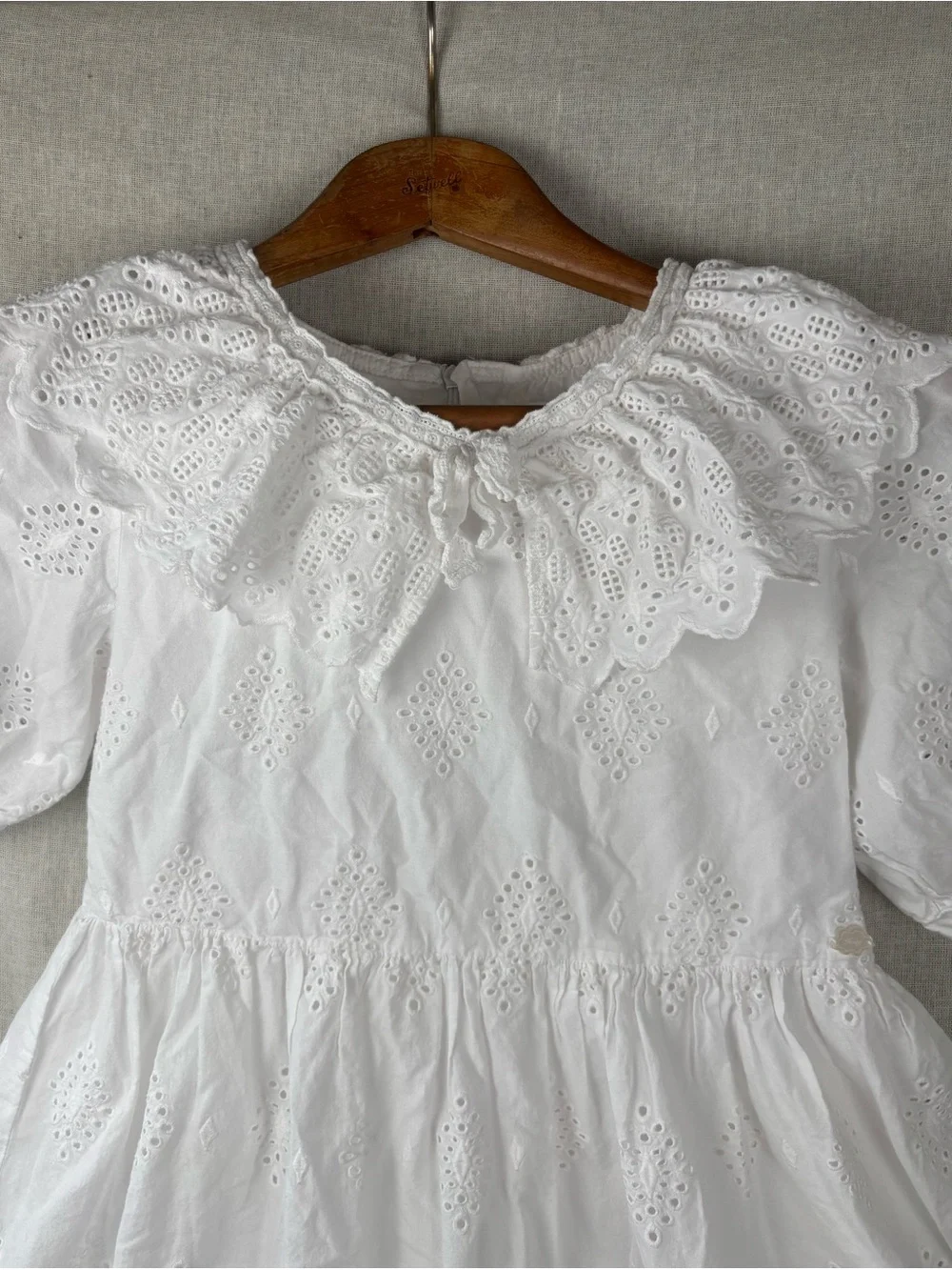 White Eyelet 100% Cotton Eyelet Lace Dress Girls Size 10 Heirloom Garden Party